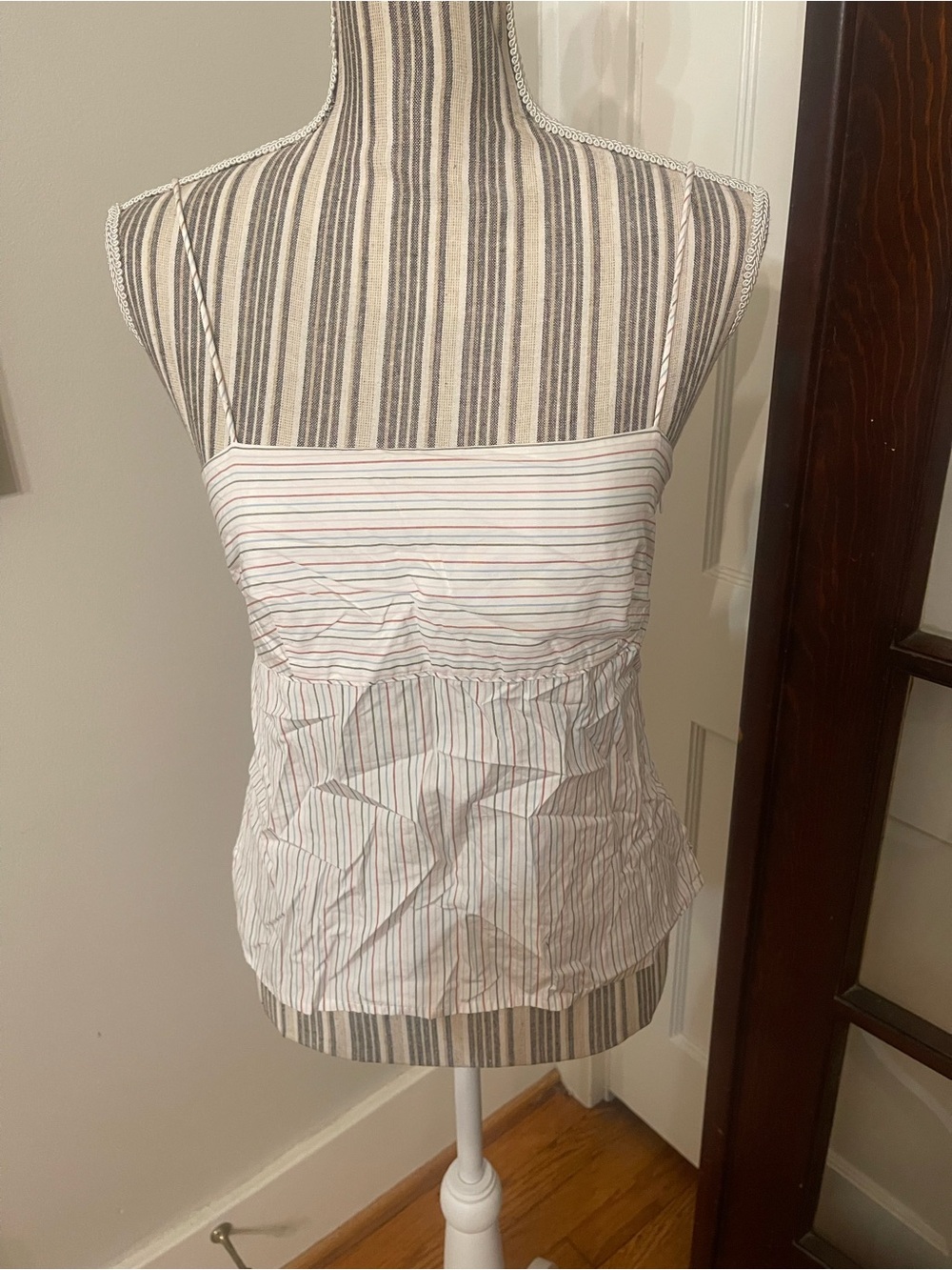 J. Crew White Striped Spaghetti-Strap Camisole Poplin